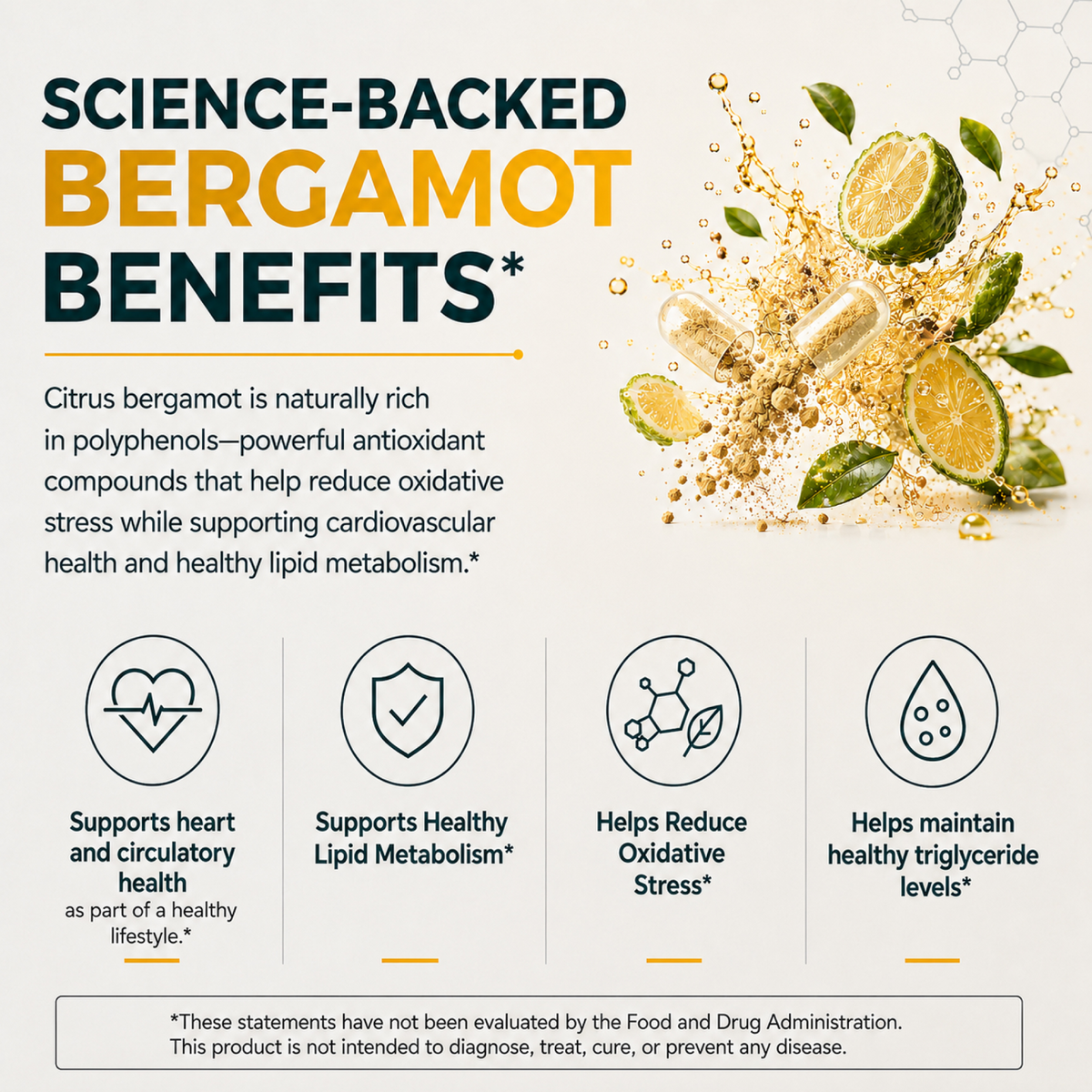 Citrus Bergamot Extract Capsules 1,000 mg